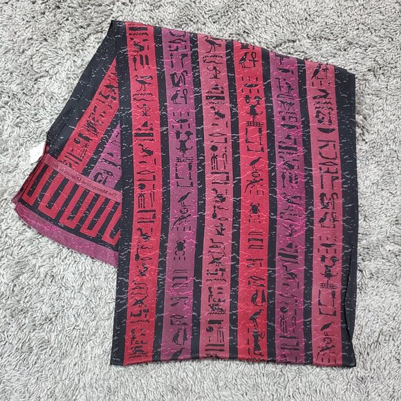 Vintage 90s Silk Metropolitan Museum Egypt Hieroglyphs 100% Silk Scarf - Picture 3 of 5